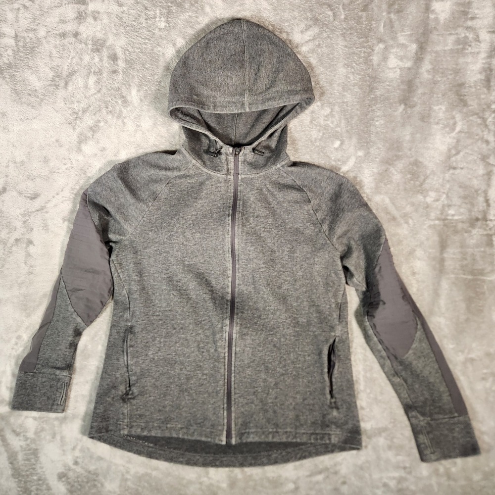 AVIA Gray Fleece Hoodie Thumbholes Zipper Pockets Athletic Size XL 16-18‎